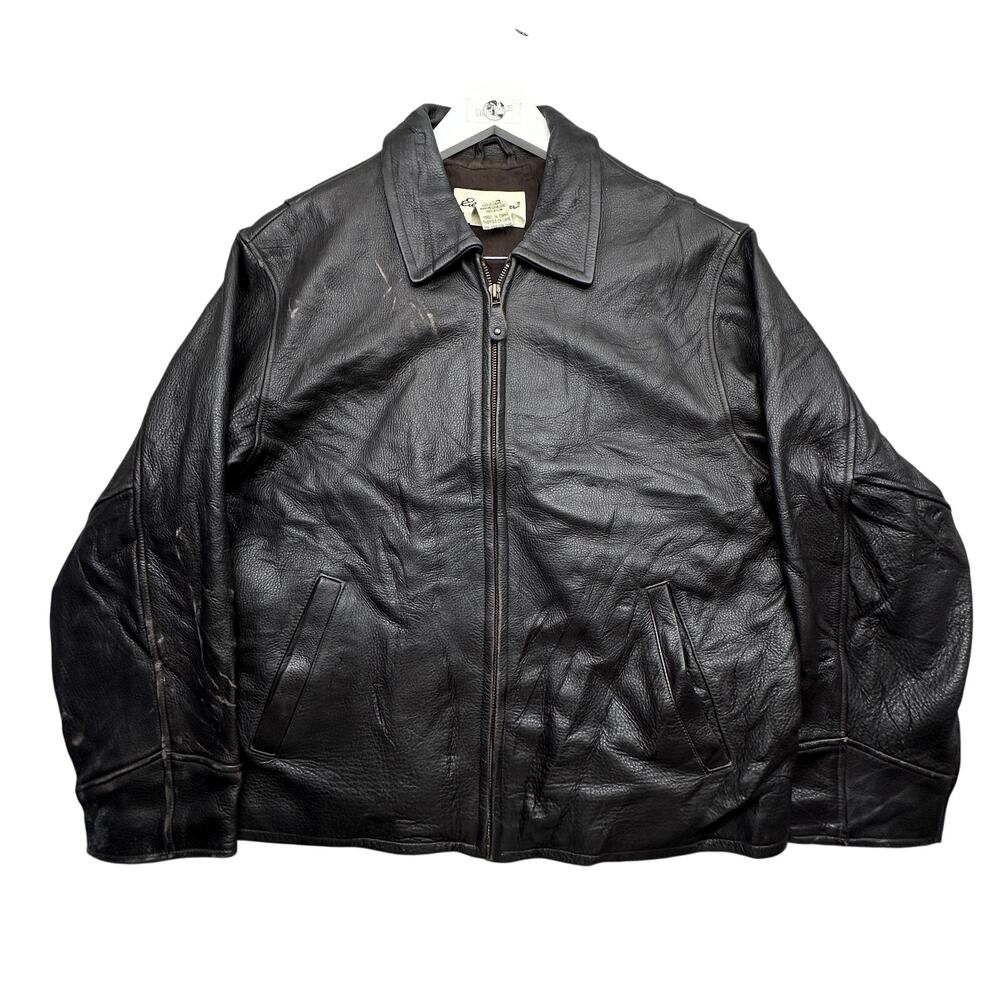 Vintage Eddie Bauer Leather Flight Bomber Jacket Womens Medium Heavy Full Zip